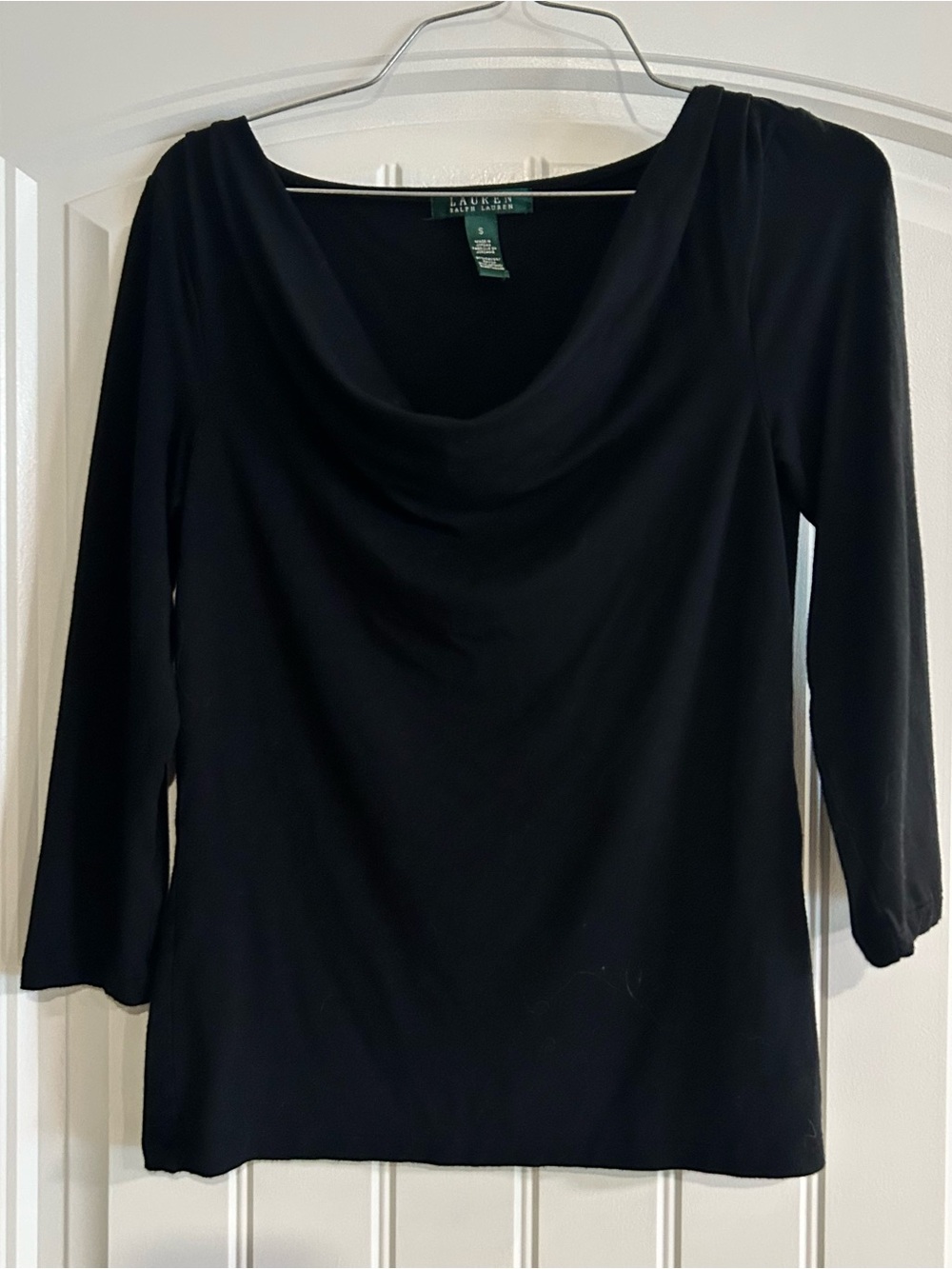 Lauren Ralph Lauren Black Draped Cowl Neck Women's Top